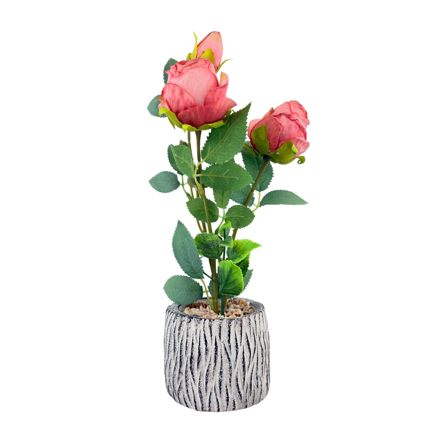 Artificial Rose Plant in Textured Pot