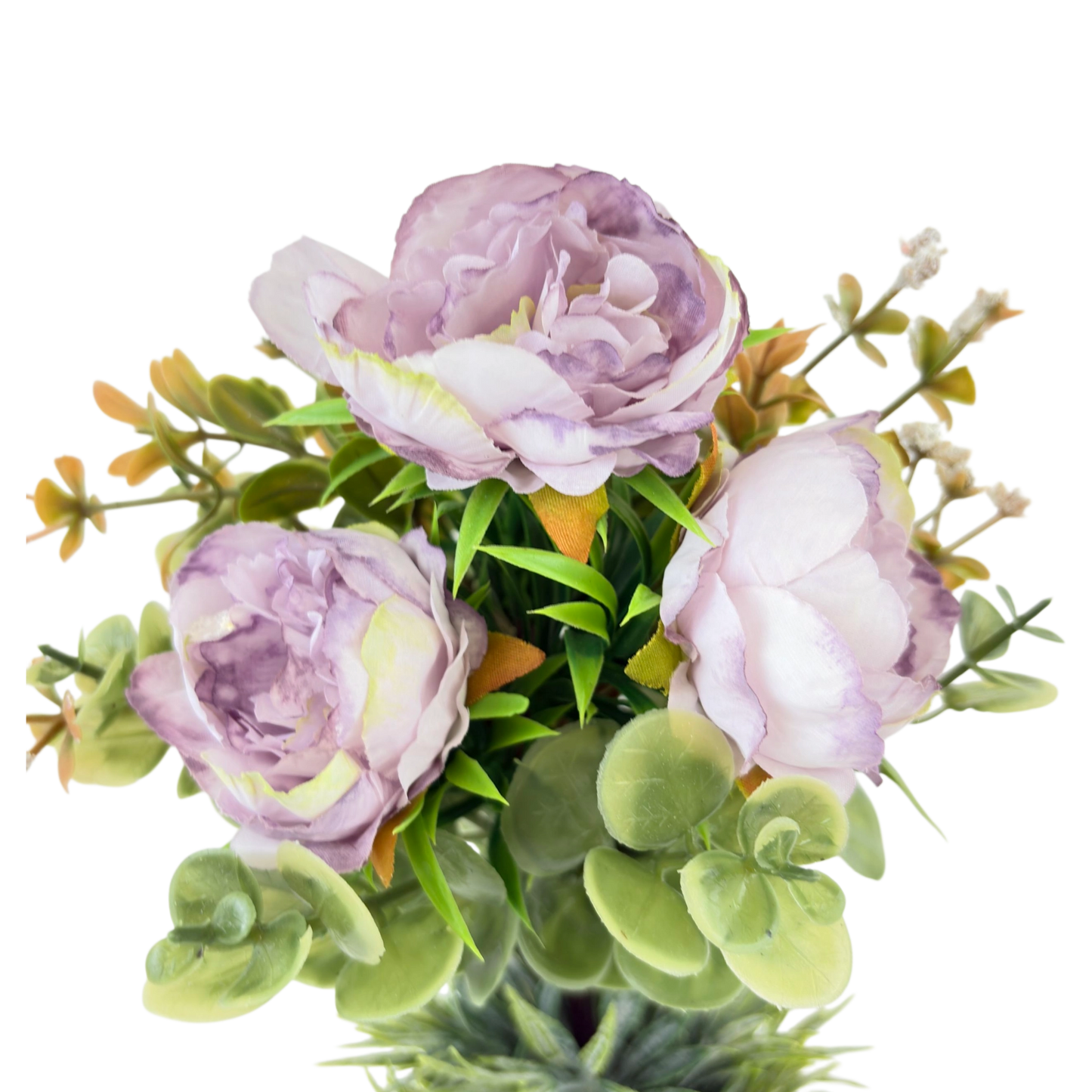 Artificial Lavender Peony Arrangement in Textured Pot