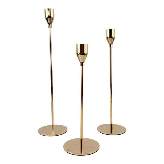Set of 3 Gold Candle Holders
