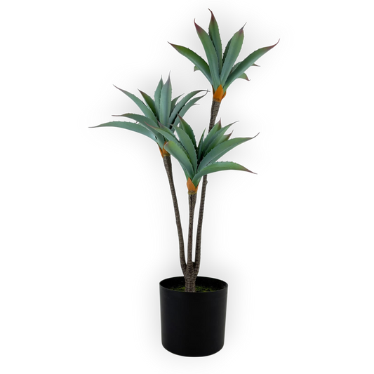 Artificial Agave Plant in Black Pot – Indoor Faux Greenery Décor