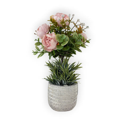 Artificial Peony Flower Arrangement in Decorative Pot – Elegant Home Décor
