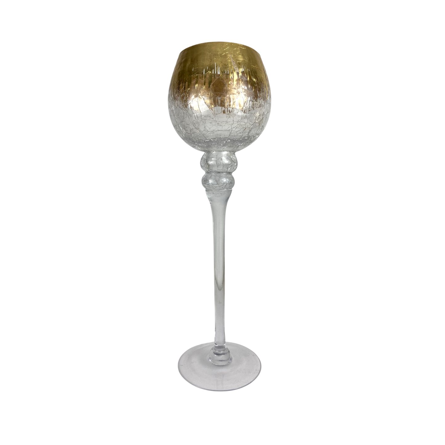 Set of 3 Tall Glass Goblets with Gold– Decorative Candle Holders