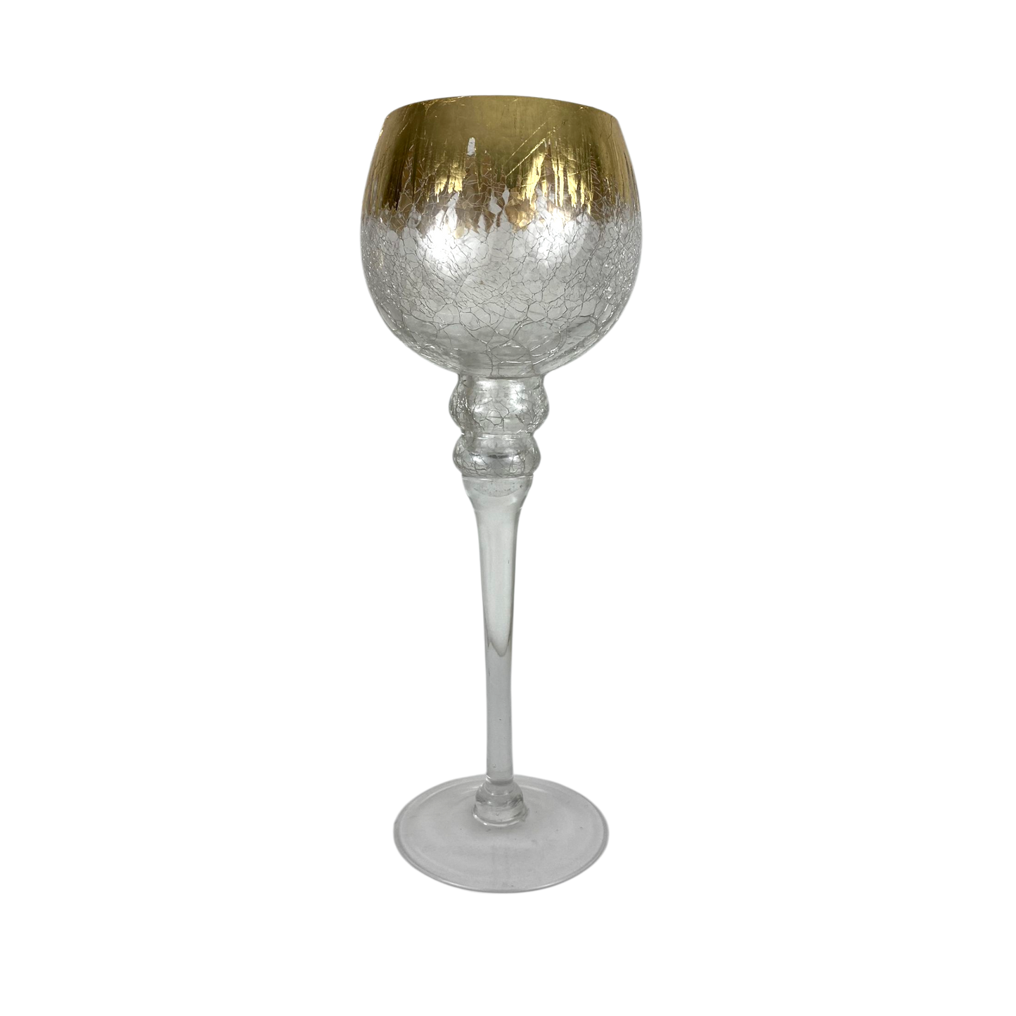 Set of 3 Tall Glass Goblets with Gold– Decorative Candle Holders