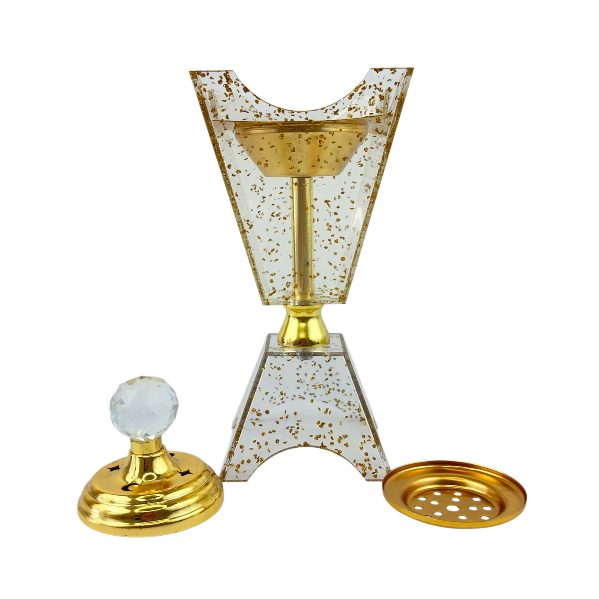 Gold Speckled Crystal Mabkhara – Elegant Incense Burner