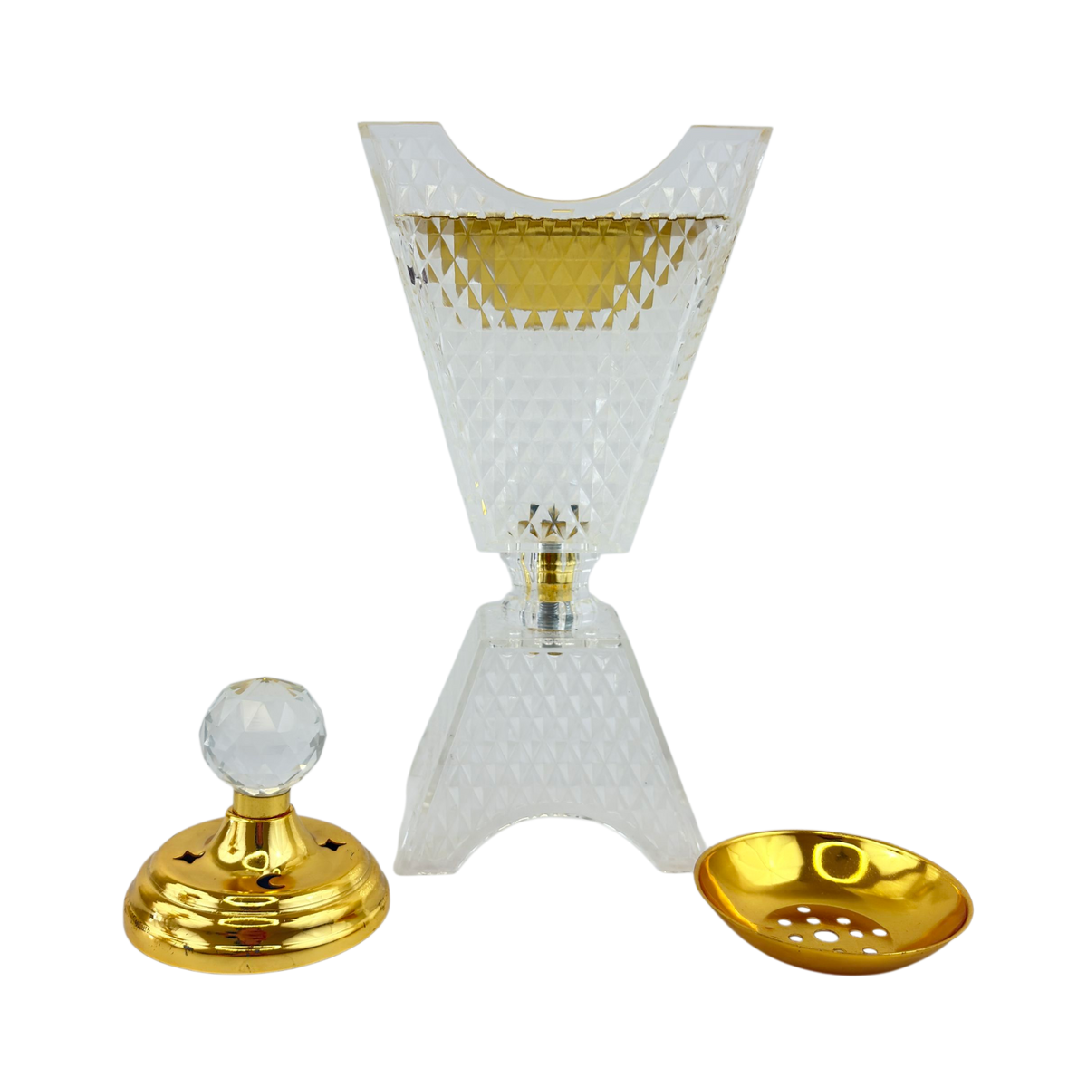 Crystal Diamond Cut Mabkhara – Luxury Gold Incense Burner