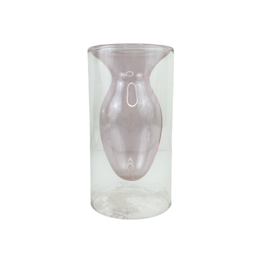 Clear Glass Vase – Modern Artistic Cylinder with Inner Capsule Design