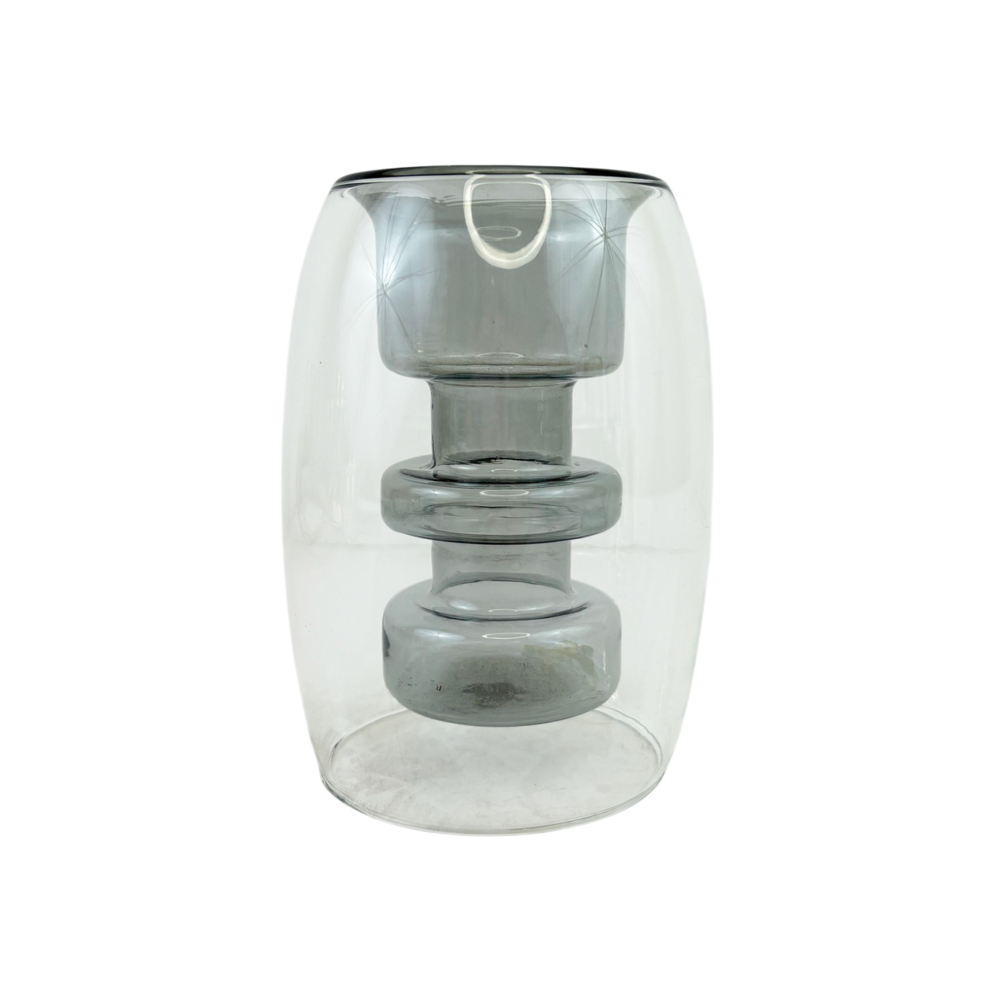 Clear Glass Vase – Modern Cylinder with Layered Inner Ring Design