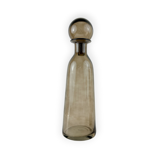 Tall Amber Glass Decanter with Stopper