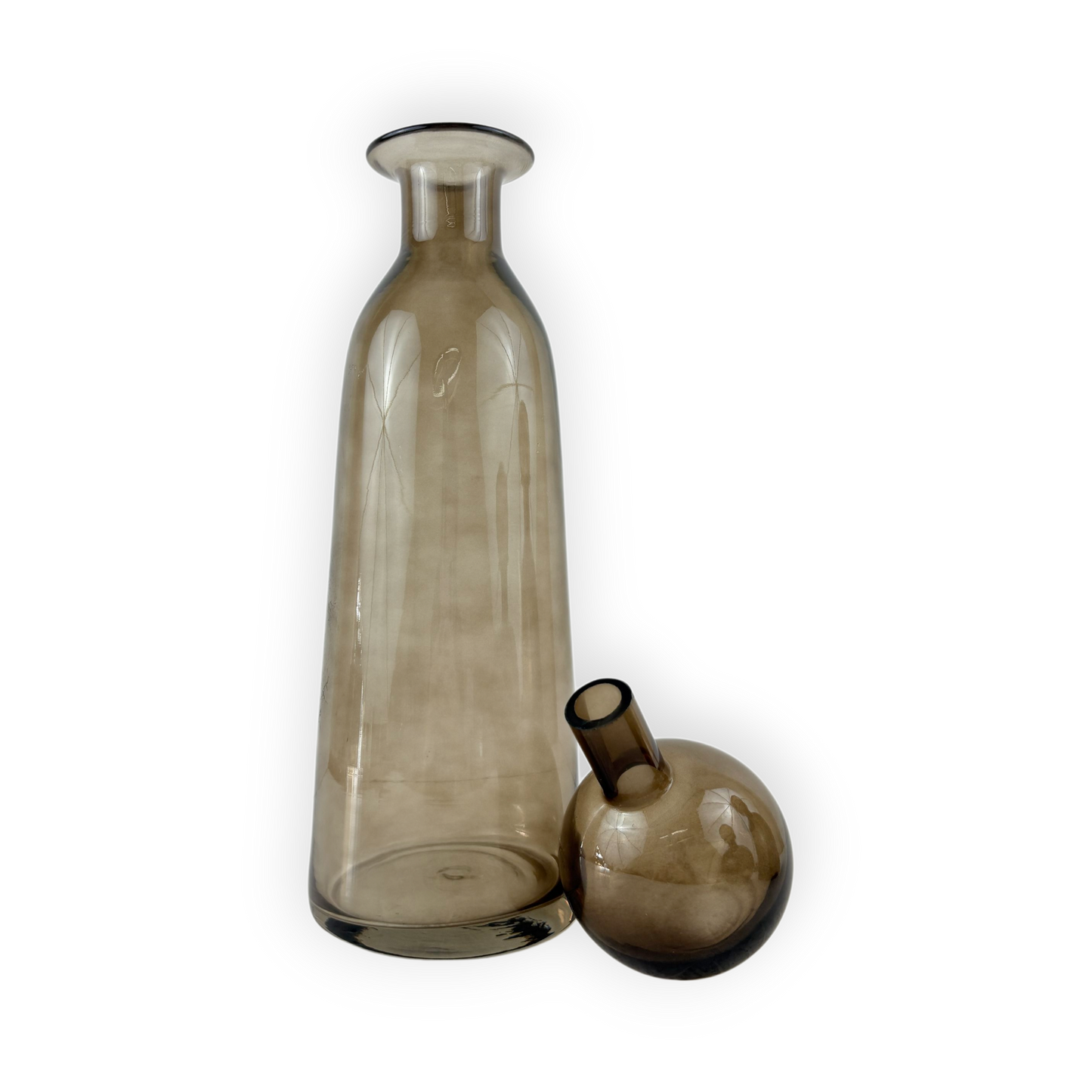 Tall Amber Glass Decanter with Stopper