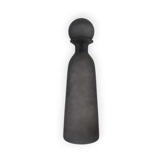Matte Black Glass Vase with Round Stopper – Modern Decorative Accent