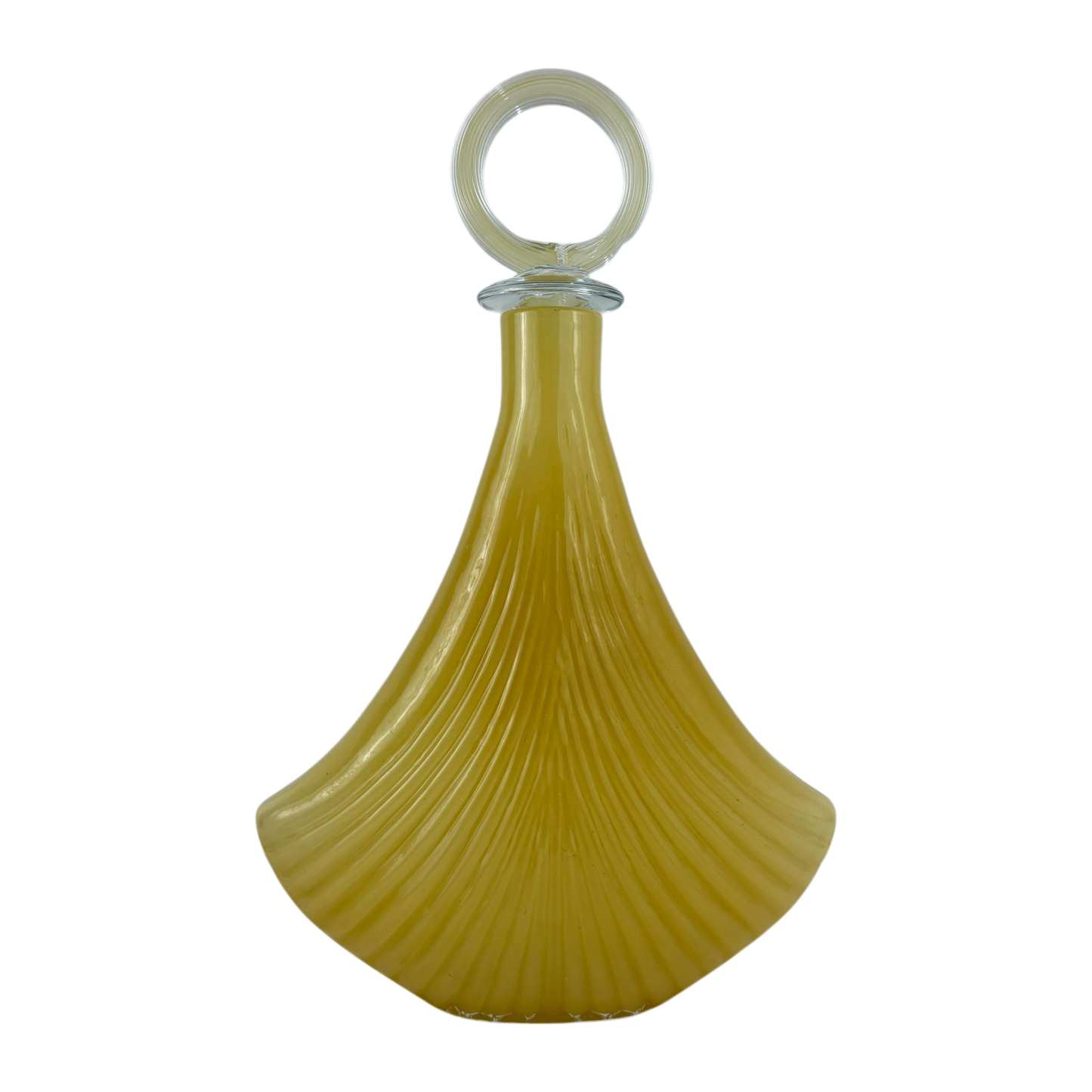 Yellow Fan-Shaped Glass Decanter with Round Stopper