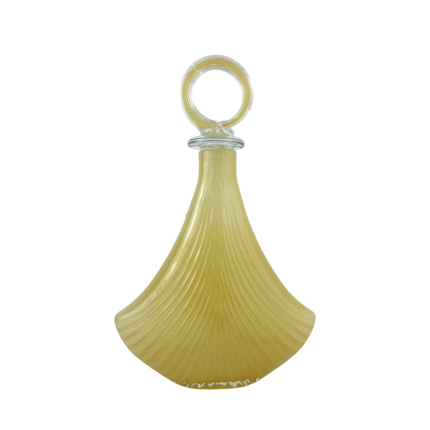 Yellow Fan-Shaped Decorative Glass Decanter with Round Stopper