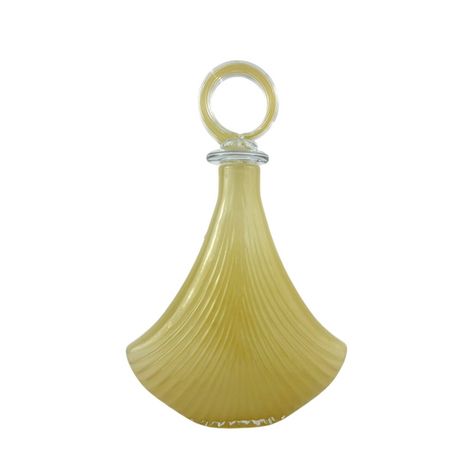 Yellow Fan-Shaped Decorative Glass Decanter with Round Stopper