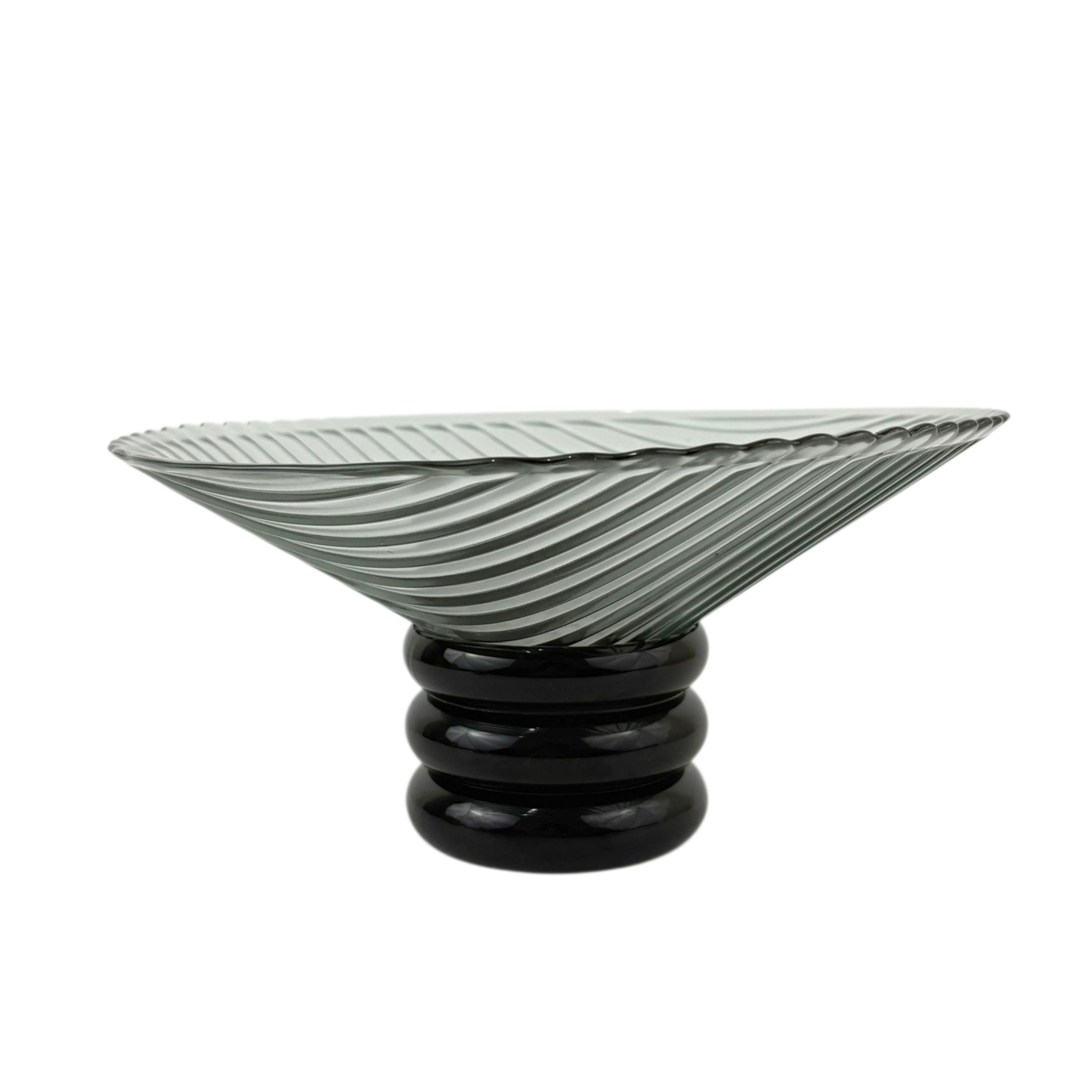 Smoky Glass Pedestal Bowl – Modern Centerpiece