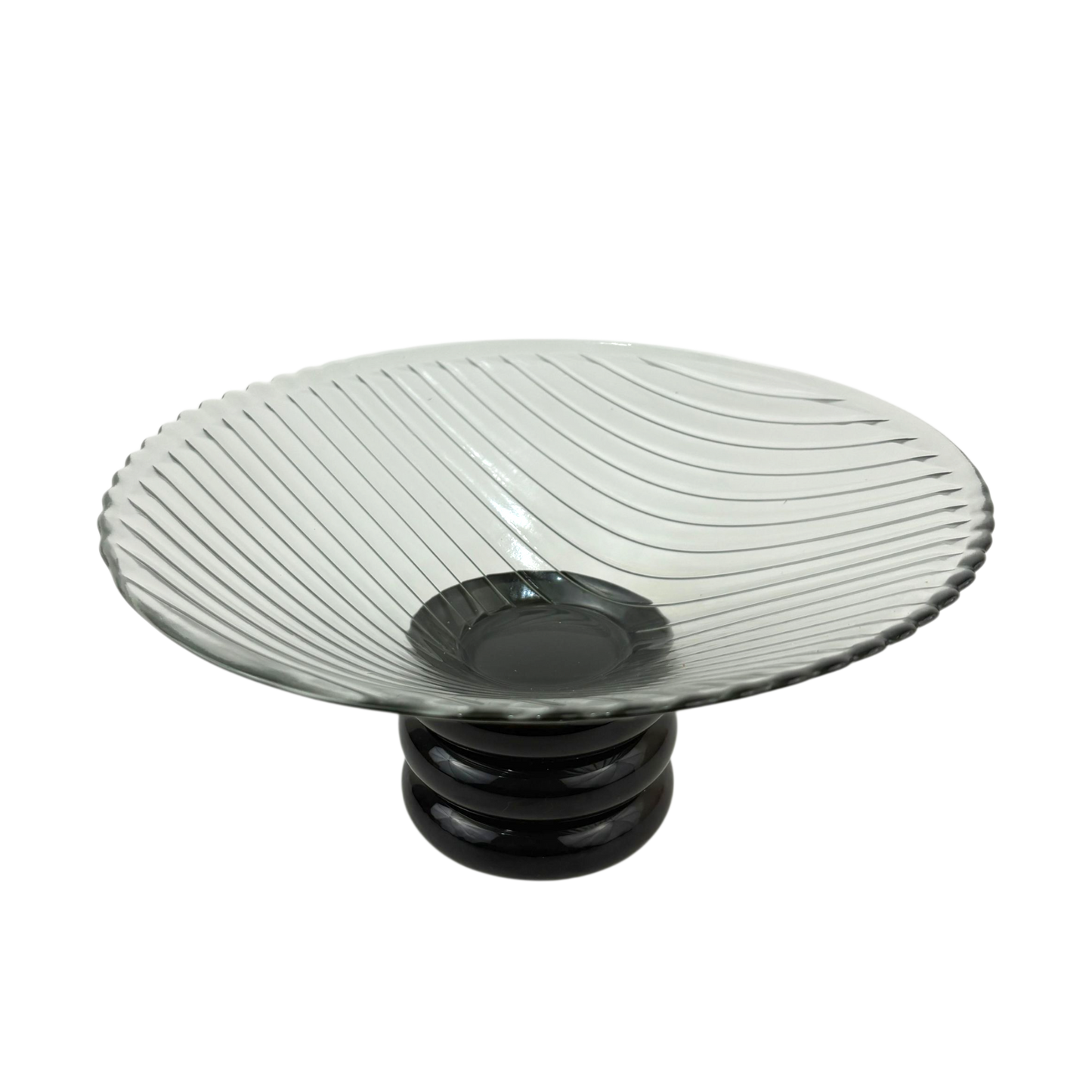 Smoky Glass Pedestal Bowl – Modern Centerpiece