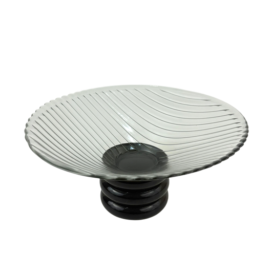 Smoky Glass Pedestal Bowl – Modern Centerpiece