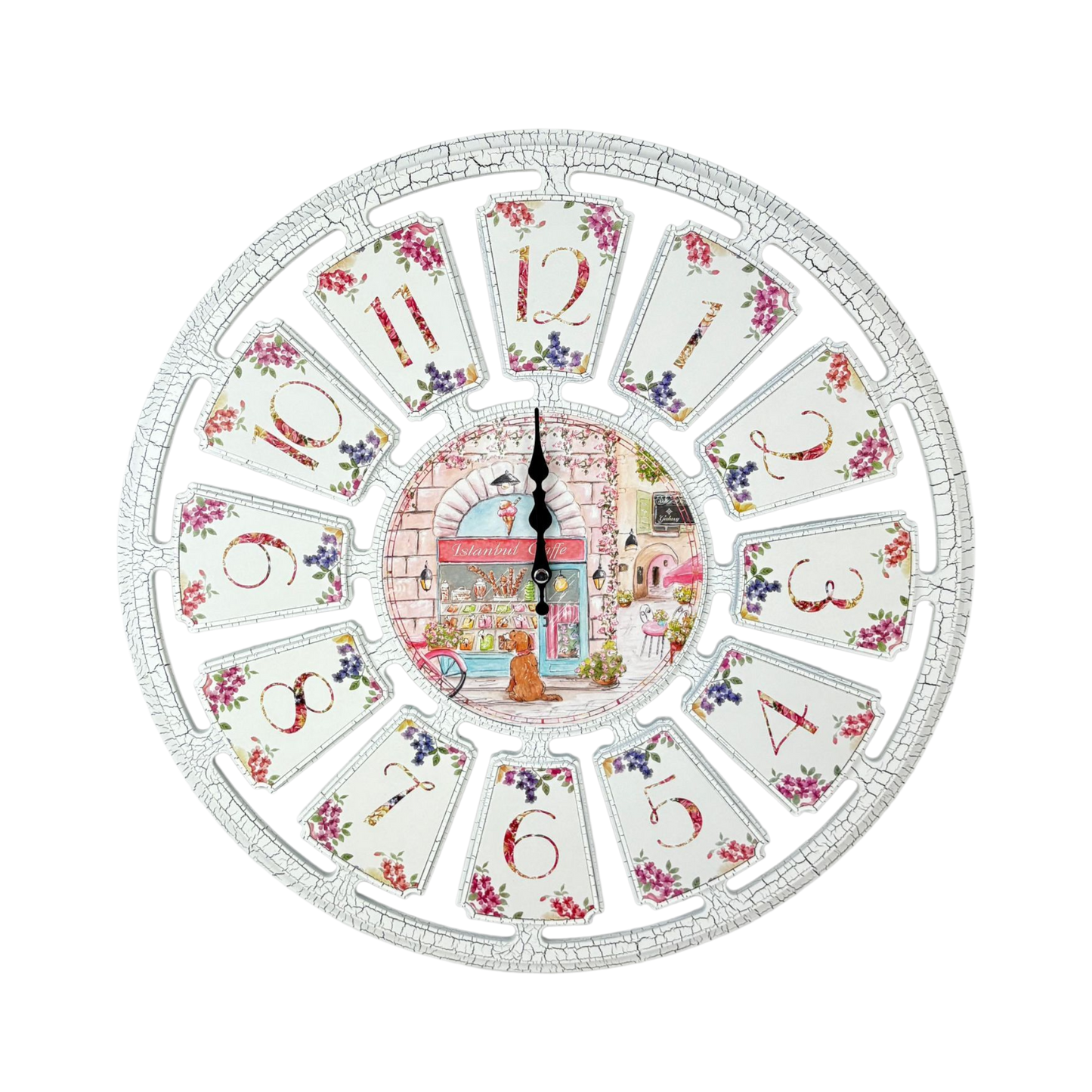 Vintage Floral Wall Clock – Istanbul Café Design