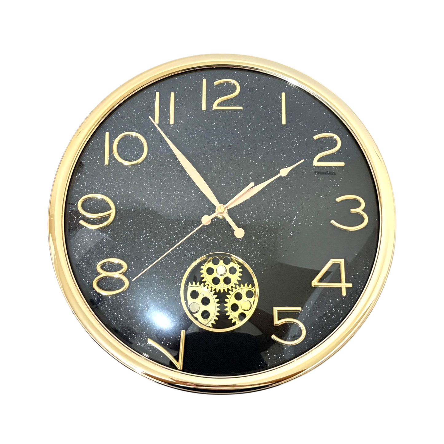Black & Gold Gear Wall Clock – Modern Luxury Design