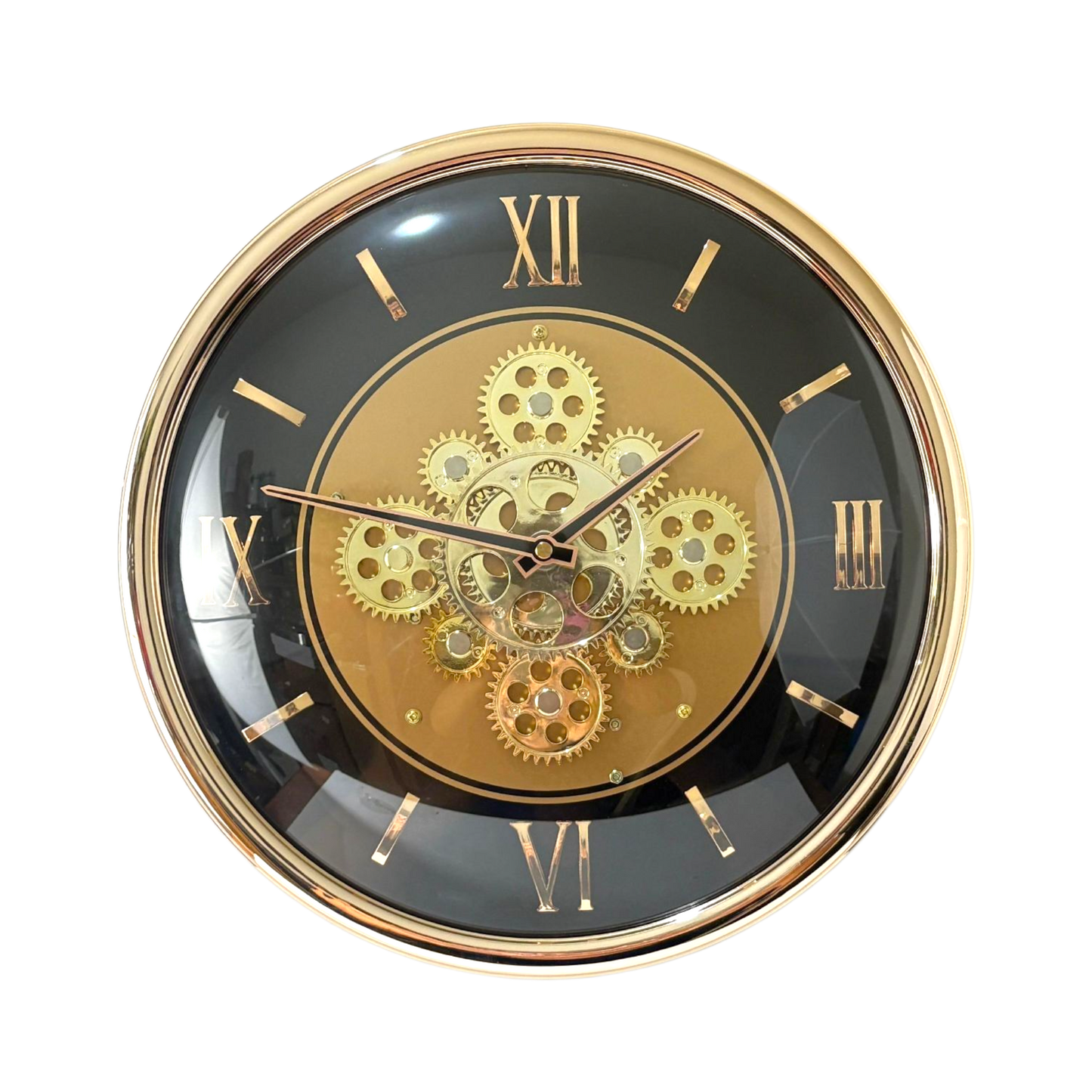 Golden Roman Gear Wall Clock – Luxury Mechanical Design