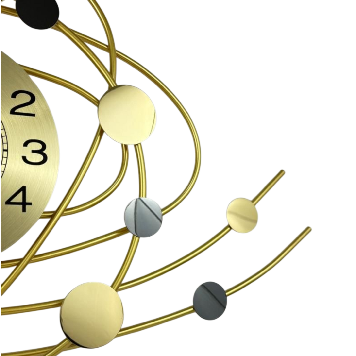 Modern Abstract Metal Wall Clock – Gold & Black Circular Design