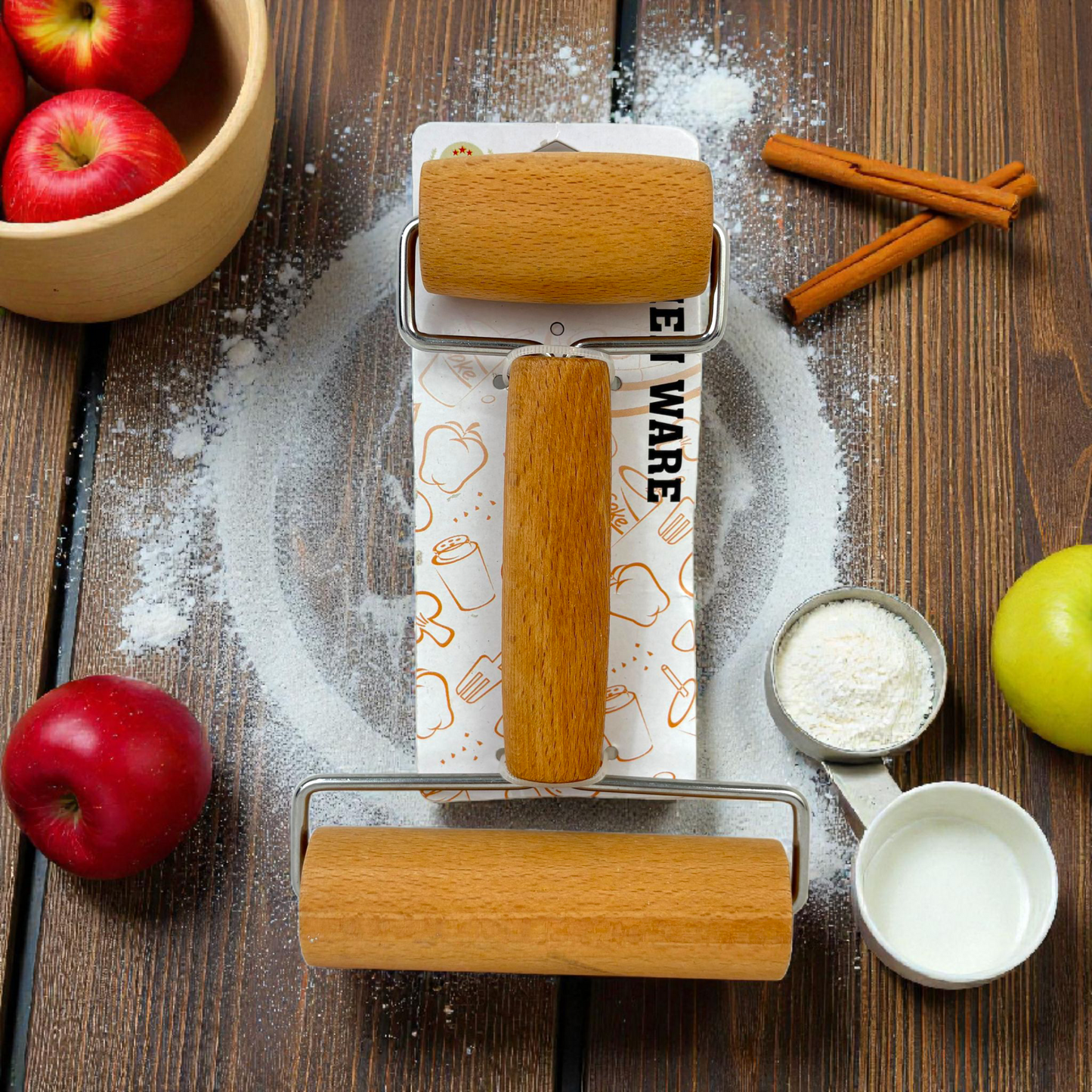 Wooden Double Dough Roller | Pastry & Pizza Mini Rolling Pin for Baking
