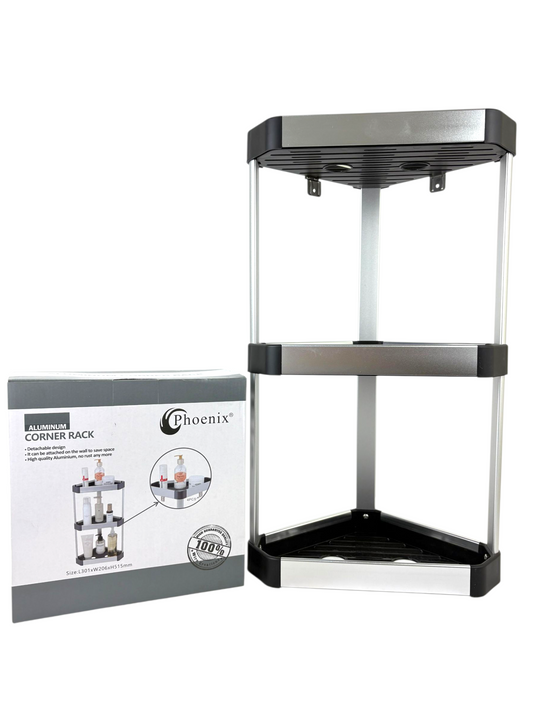 Aluminum Bathroom Corner Rack | 2-Tier Wall Mounted Shower Organizer