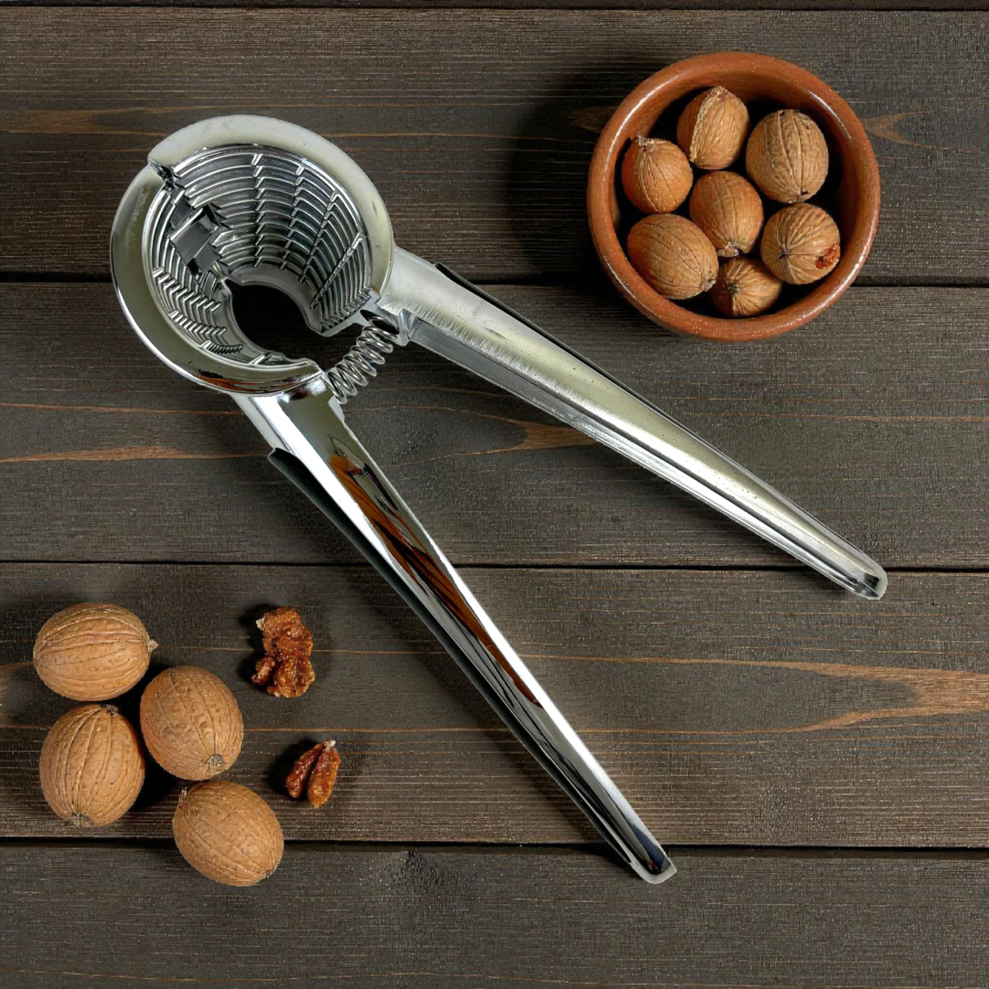 Heavy-Duty Stainless Steel Nutcracker with Non-Slip Handle | Walnut, Pecan &amp; Almond Cracker Tool