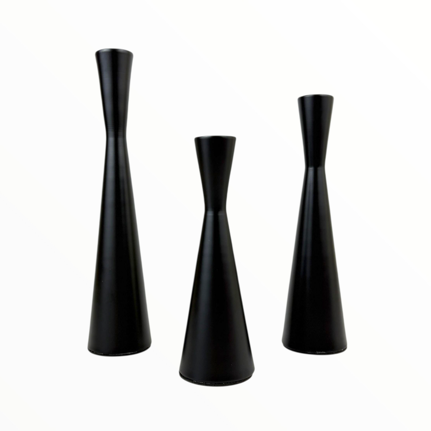 Set of 3 Black Metal Candle Holders – Modern Minimalist Taper Candle Stand