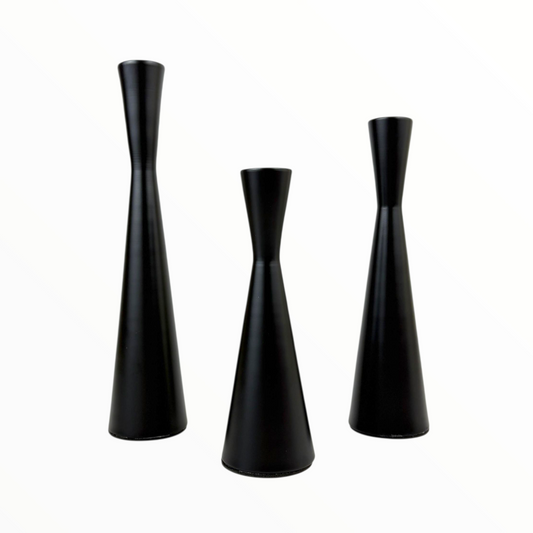 Set of 3 Black Metal Candle Holders – Modern Minimalist Taper Candle Stand