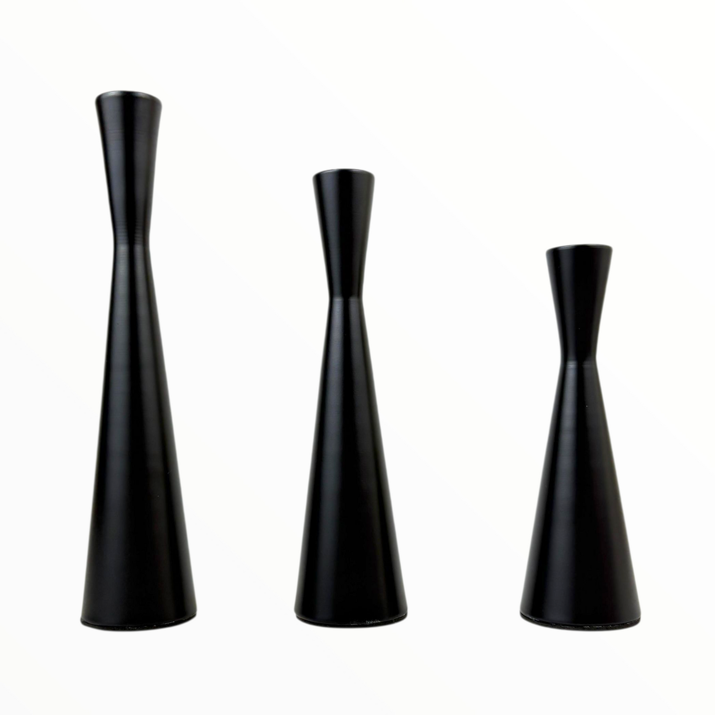 Set of 3 Black Metal Candle Holders – Modern Minimalist Taper Candle Stand