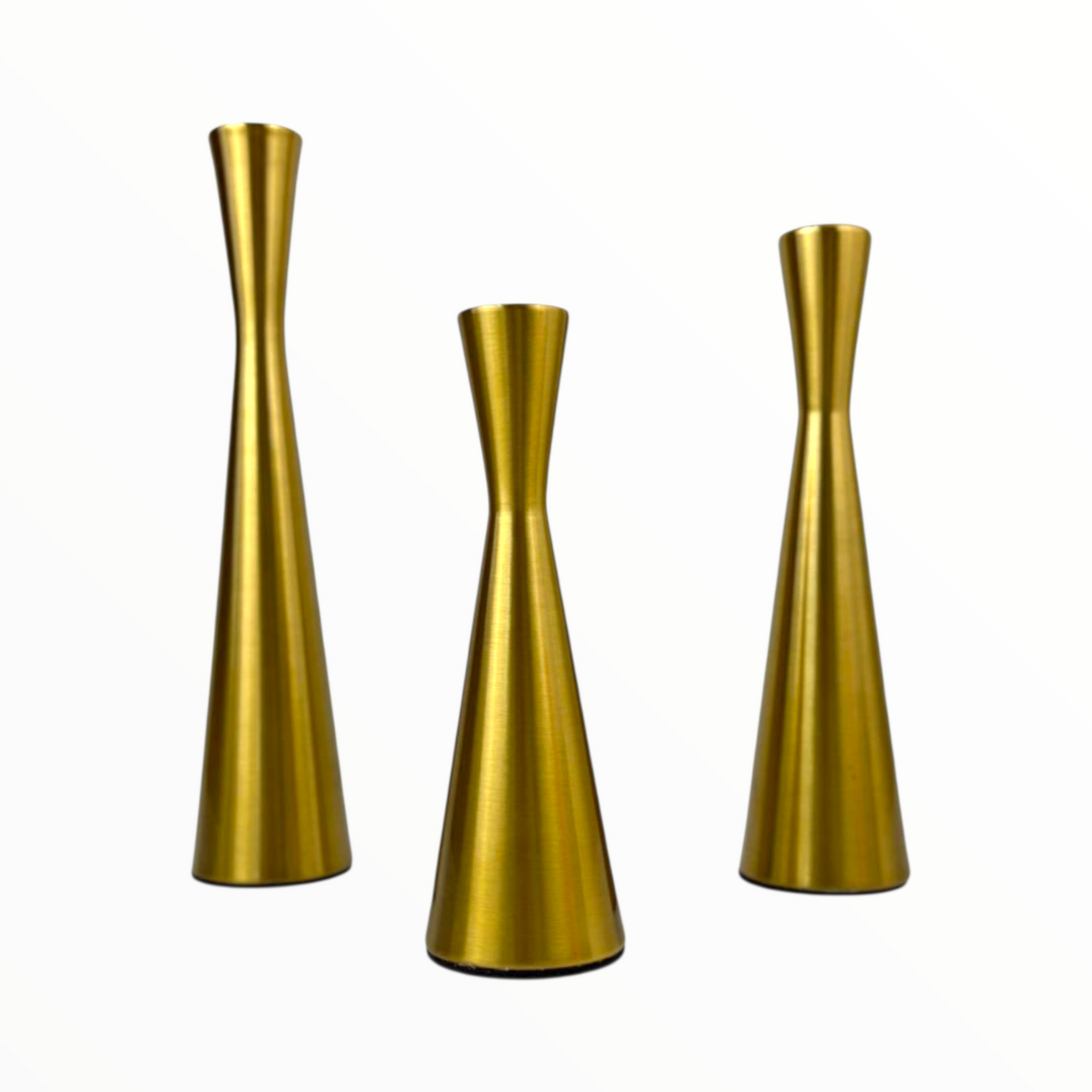 Set of 3 Gold Metal Candle Holders – Modern Minimalist Decorative Stand