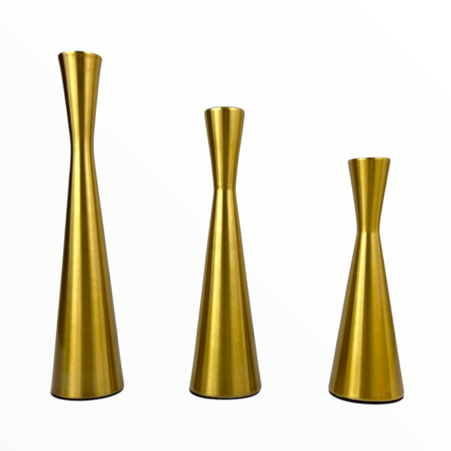 Set of 3 Gold Metal Candle Holders – Modern Minimalist Decorative Stand