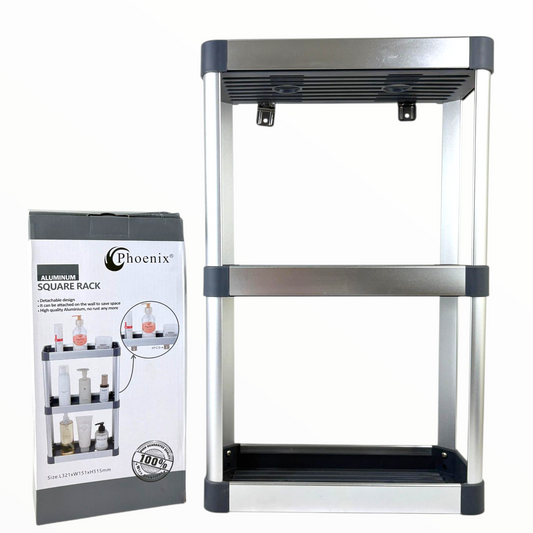 3-Tier Aluminum & Plastic Multipurpose Storage Rack – Kitchen, Bathroom & Laundry Organizer Shelf