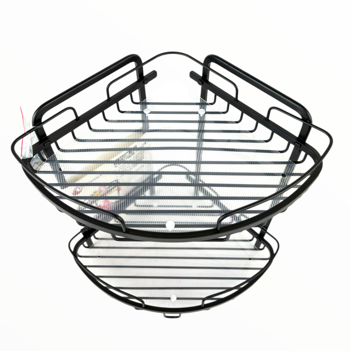 Wall-Mounted 2-Tier Aluminum Corner Rack – Bathroom & Kitchen Storage Organizer