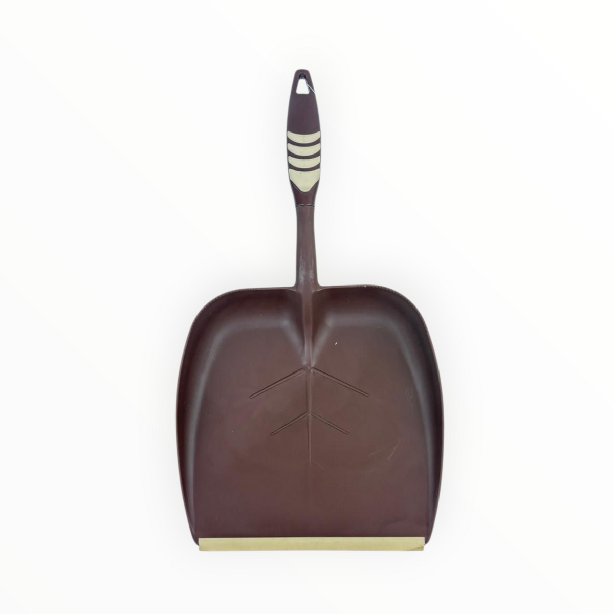 Wide Mouth Hand Dustpan with Rubber Edge – Durable Plastic Cleaning Shovel (Brown)