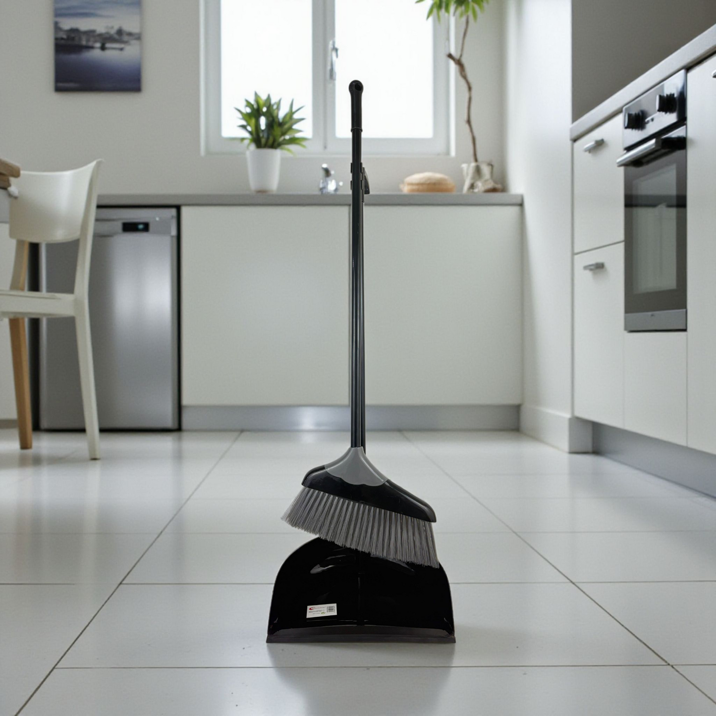 Long Handle Broom and Dustpan Set – Upright Standing Sweeping Kit for Home & Office