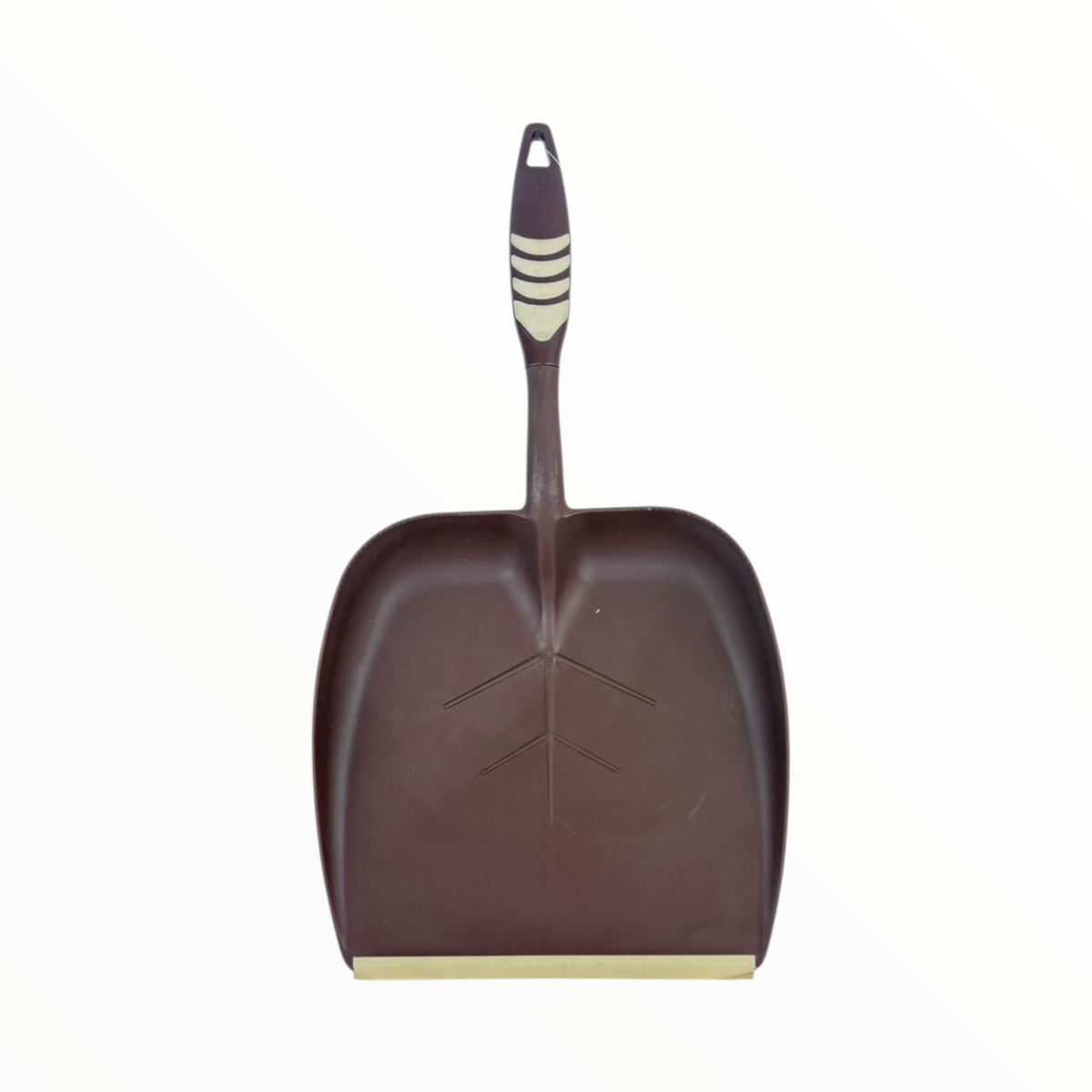 Wide Mouth Hand Dustpan with Rubber Edge – Durable Plastic Cleaning Shovel (Brown)
