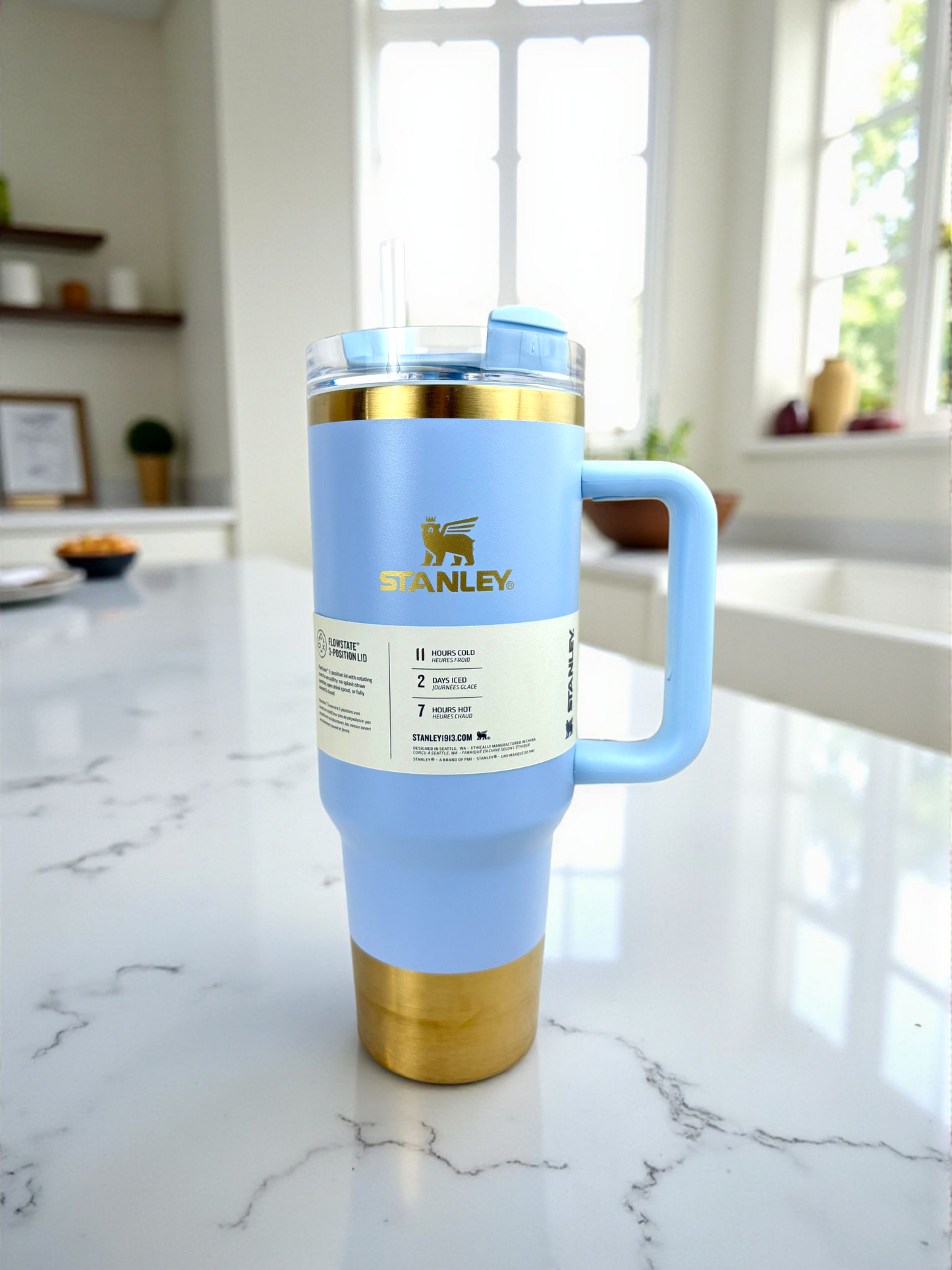Stanley Quencher Tumbler – 1.2L Stainless Steel Insulated Travel Mug with Straw & Handle