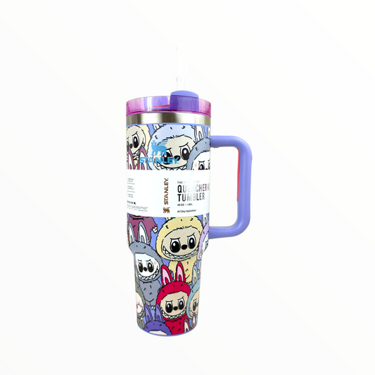 Stanley Quencher Labubu Colorful Edition – 1.2L Stainless Steel Insulated Tumbler with Handle & Straw (Cartoon Character Design)