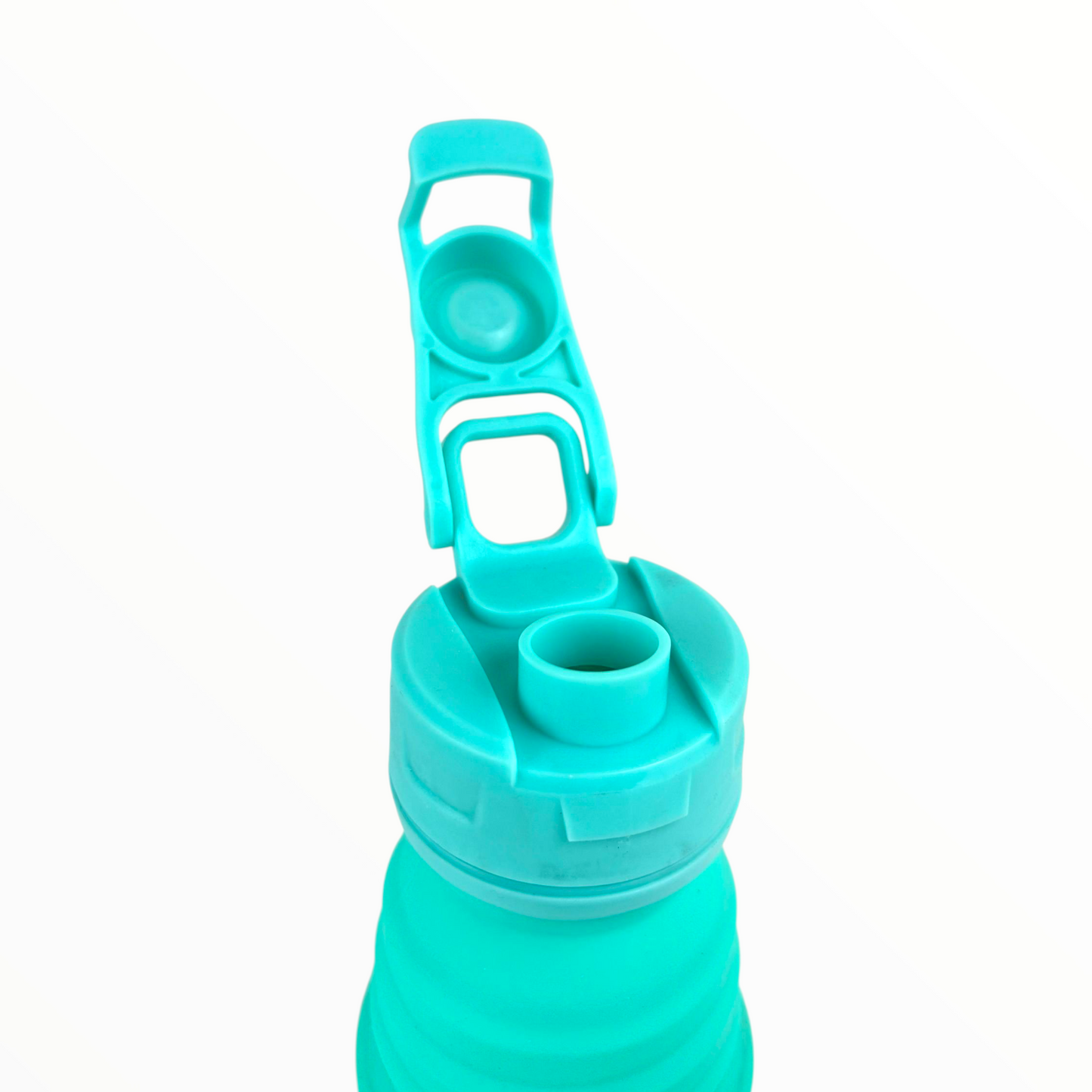 Foldable Silicone Water Bottle – 500ml Collapsible Travel Bottle with Leak-Proof Lid (Turquoise)