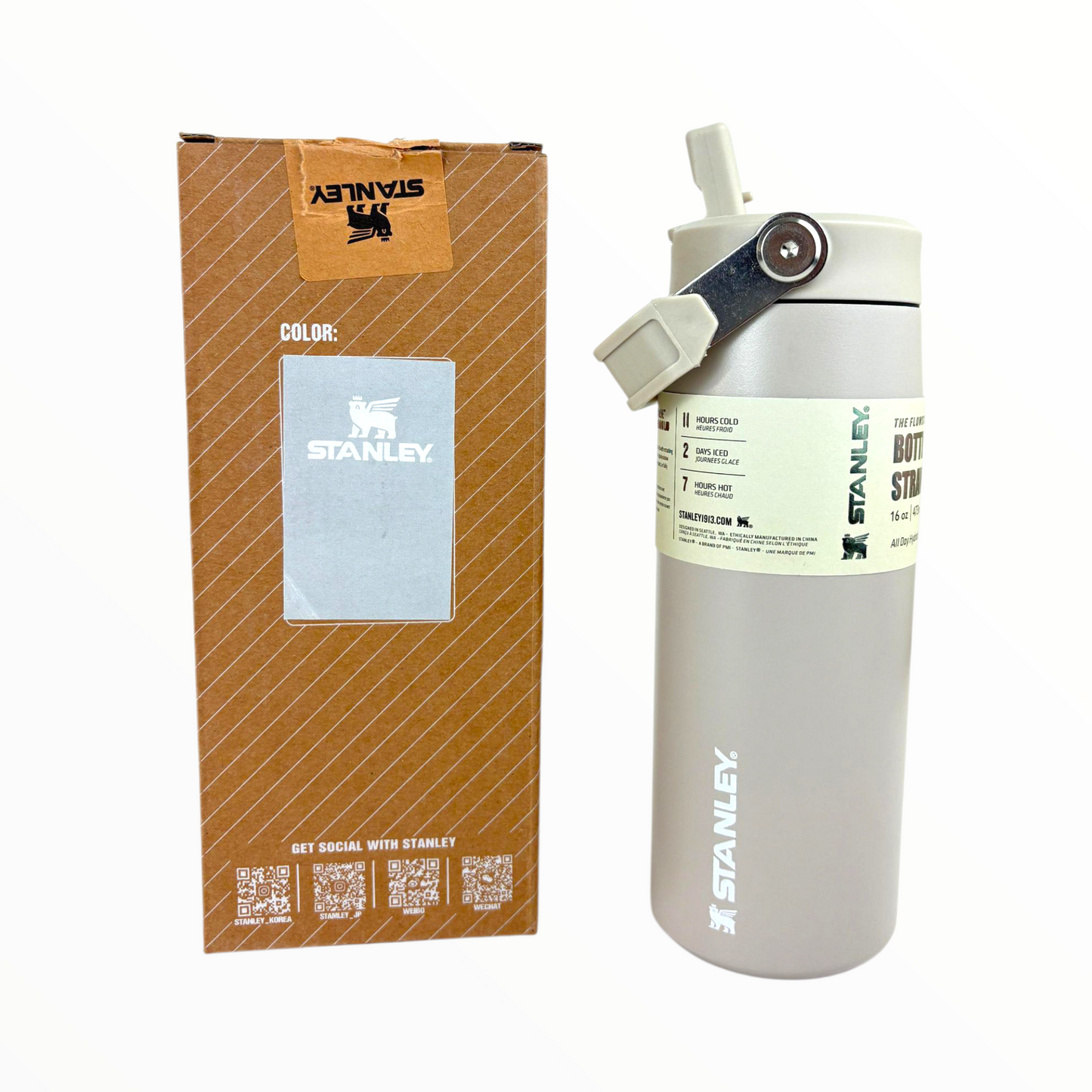 Stanley Grey Vacuum Bottle – 700ml Stainless Steel Insulated Sports Water Bottle with Straw Lid