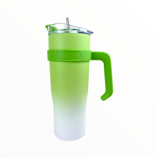 Gradient green & green Tumbler – 1.2L Insulated Stainless Steel Mug with Handle & Lid (Double Wall Cold & Hot Cup)