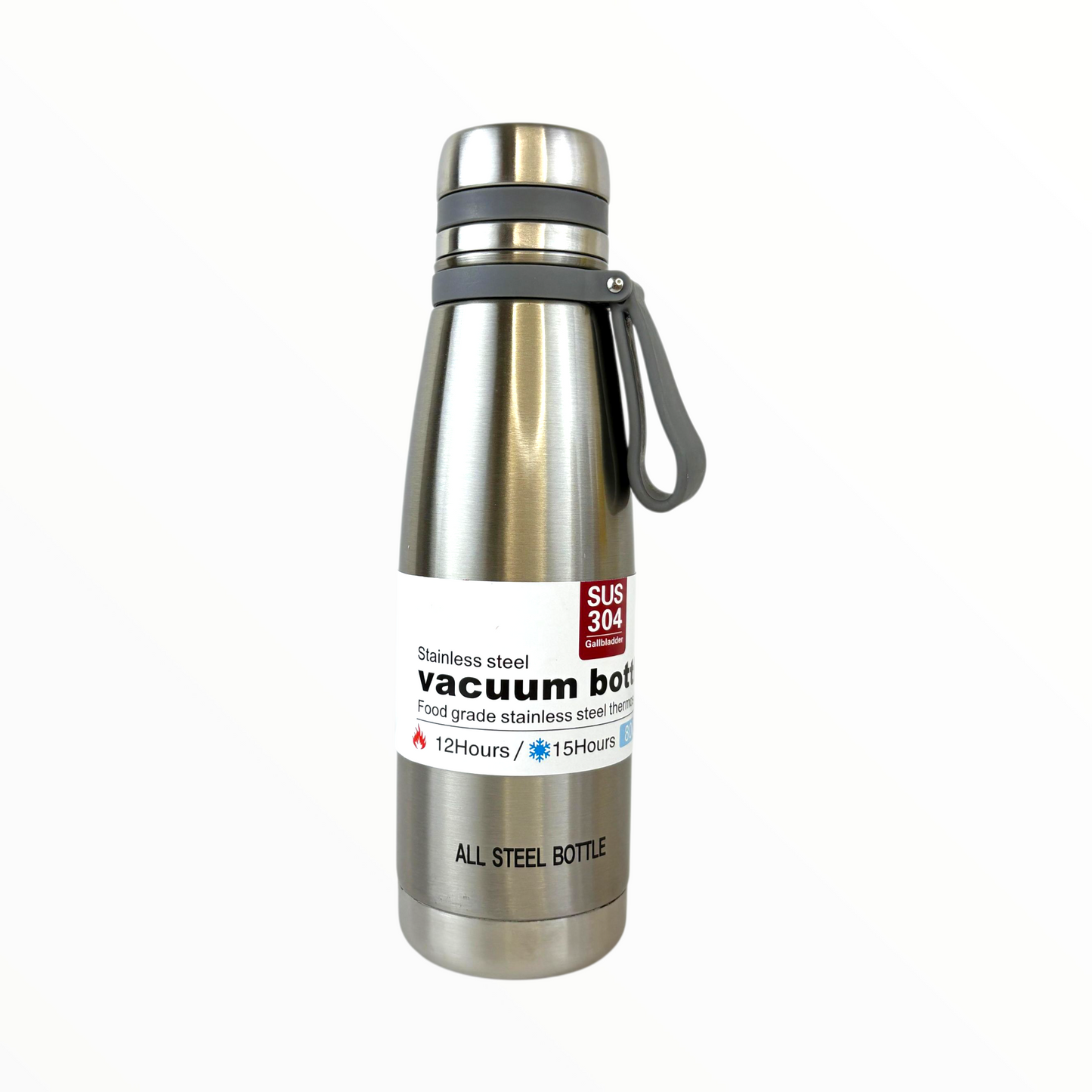 Silver Stainless Steel Thermos Bottle – 800ml Vacuum Insulated Hot & Cold Flask (SUS 304 Steel)