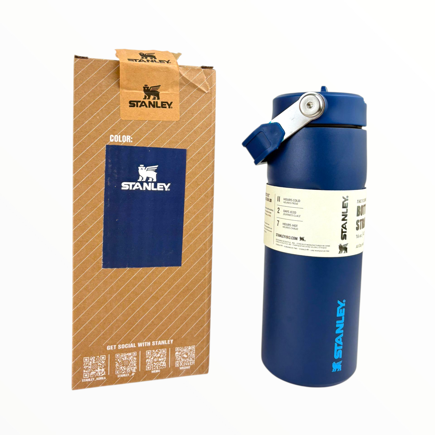 Stanley blue Vacuum Bottle – 700ml Stainless Steel Insulated Sports Water Bottle with Straw Lid