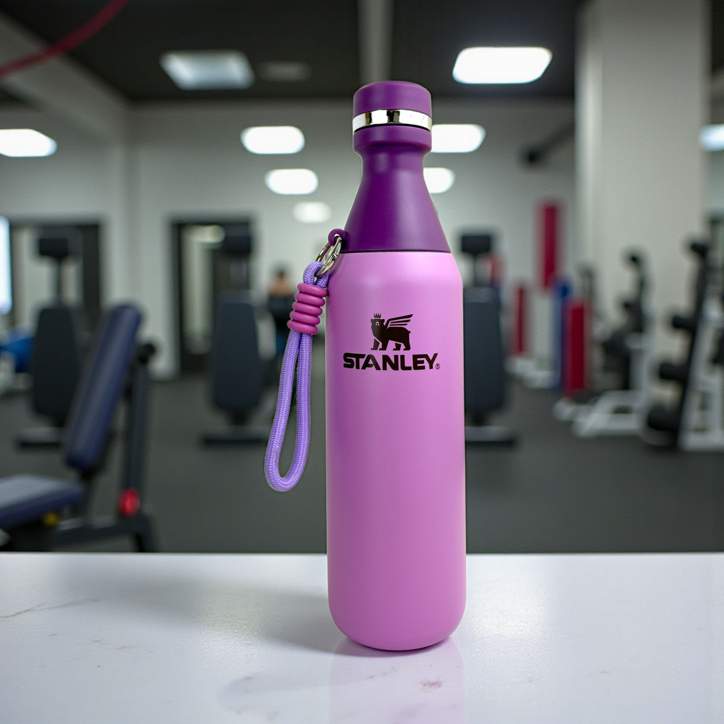 Stanley Purple Vacuum Bottle – 500ml Stainless Steel Insulated Water Bottle with Strap