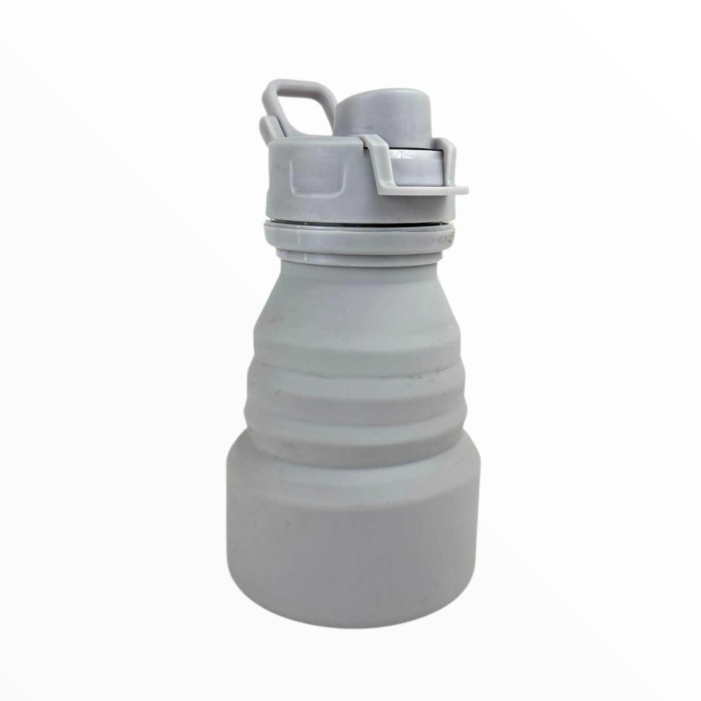 Foldable Silicone Water Bottle – 500ml Collapsible Travel Bottle with Leak-Proof Lid (grey)