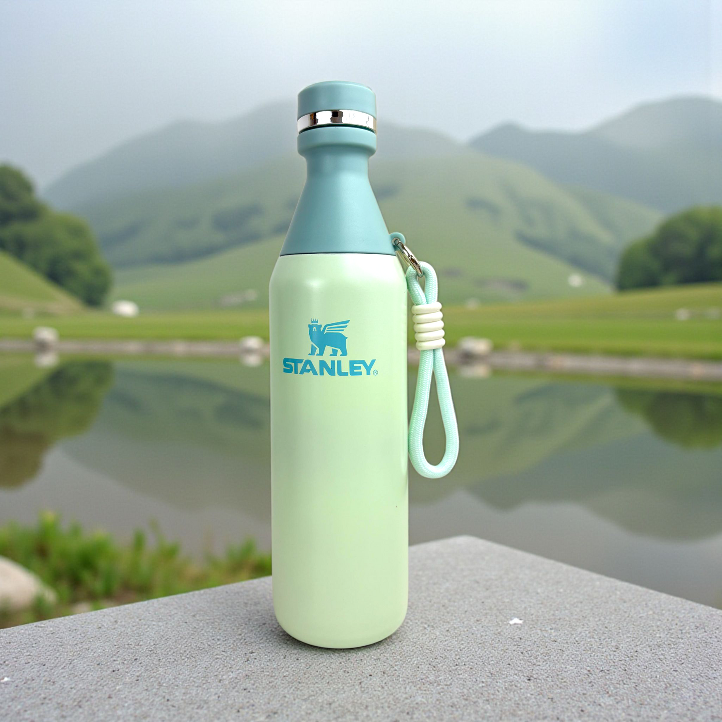 Stanley Green.blue Vacuum Bottle – 500ml Stainless Steel Insulated Water Bottle with Strap