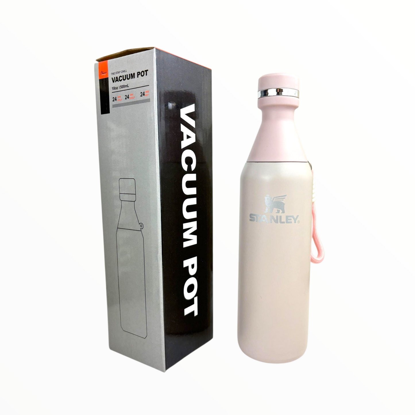 Stanley biege.rose  Vacuum Bottle – 500ml Stainless Steel Insulated Water Bottle with Strap