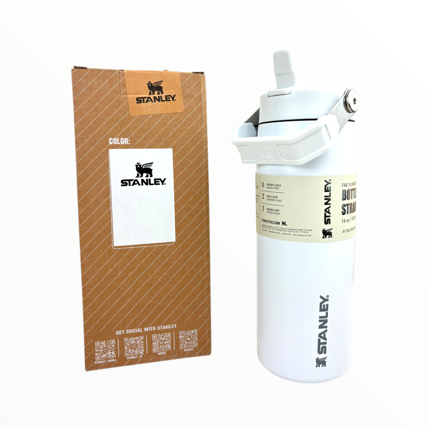 Stanley White Vacuum Bottle – 700ml Stainless Steel Insulated Sports Water Bottle with Flip Straw