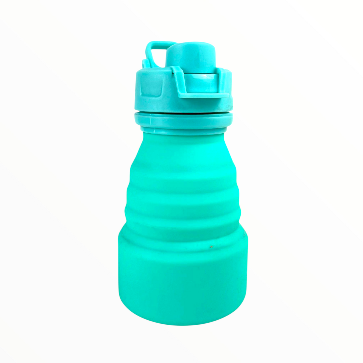 Foldable Silicone Water Bottle – 500ml Collapsible Travel Bottle with Leak-Proof Lid (Turquoise)